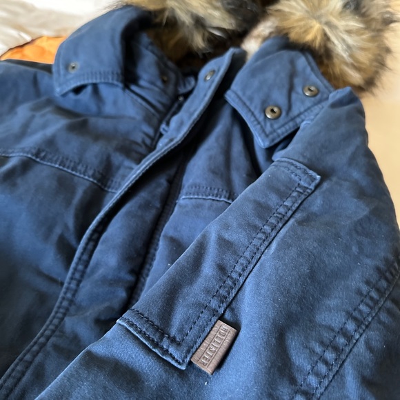 Hollister - Men’s Winter Hooded Parka Faux Fur - Navy Blue - Like New - Large - Picture 2 of 8